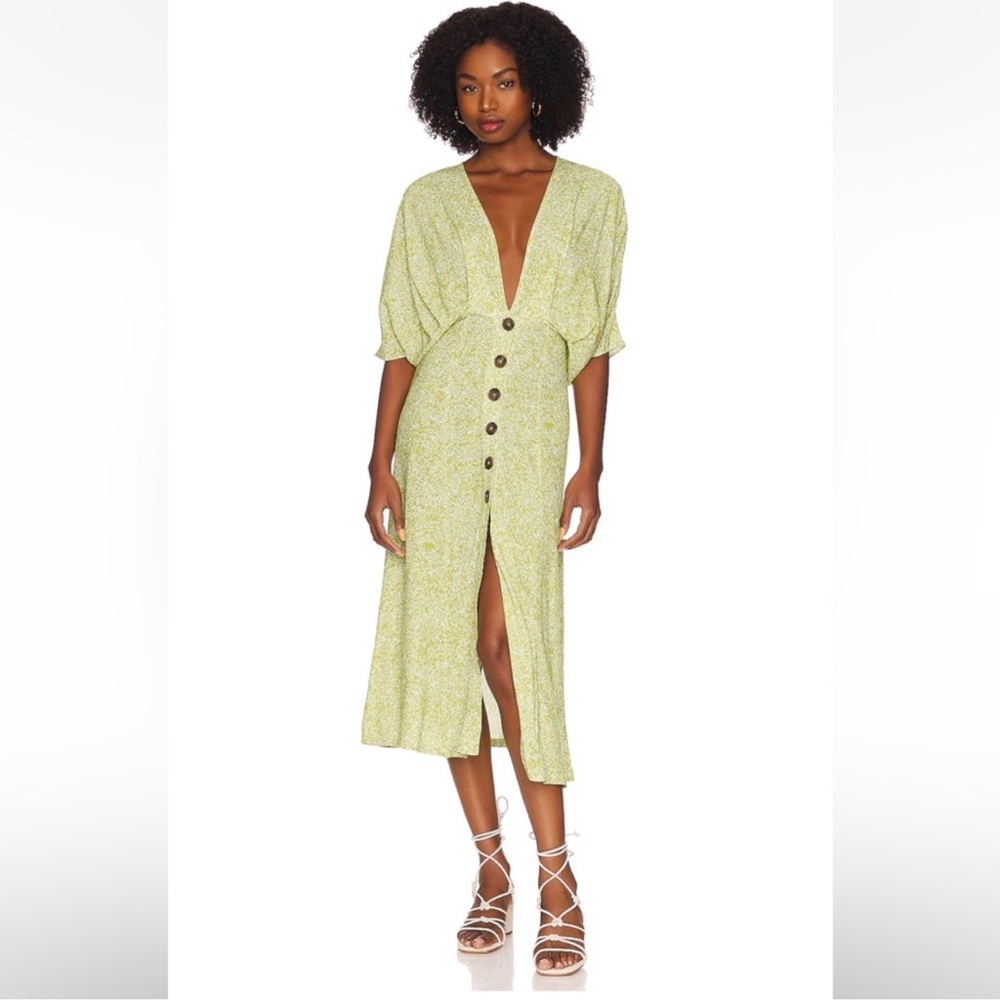 Anna nata Elegant Green Button-Down Midi Dress